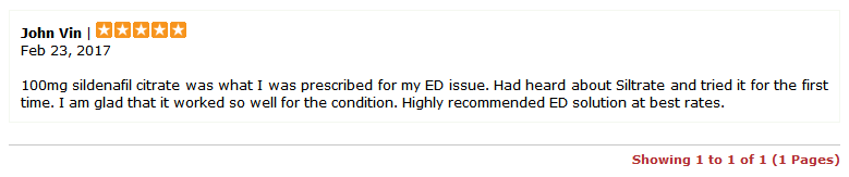 Siltrate 100 mg Tablets Testimonial